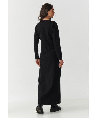 suknele maxi ilgomis rankovemis ir rozcięciem juoda M901