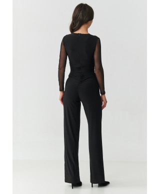 elegantiskas kombinezonas su tiulem juodas M904