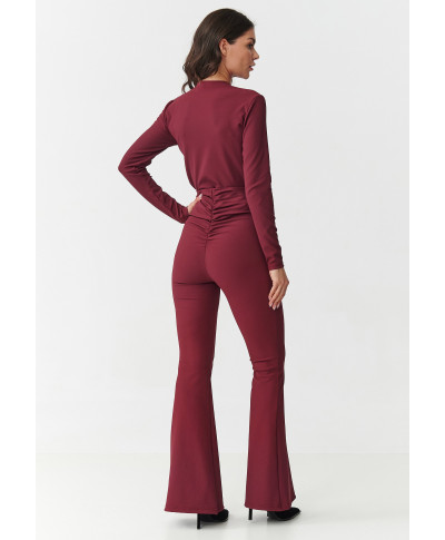 elegantiskas komplektas su prążkowanego materiału bordo M893