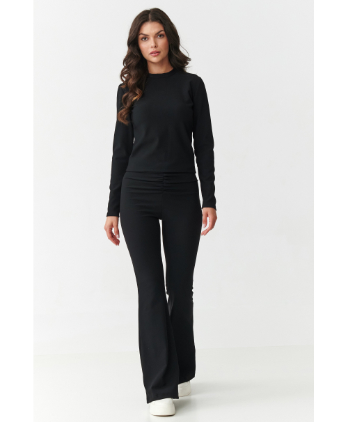 Elegants sieviešu komplekts no svītrainas auduma, melns M893