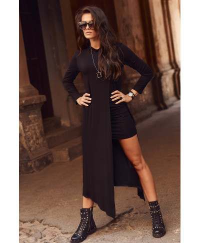 viskozine maxi suknele su skiliu juoda M909