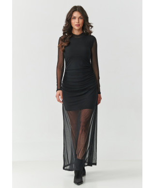 ilga suknele su tiulowym wykończeniem juoda M914