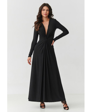 suknele maxi su iskirpte  serek ir marszczeniem juoda M906