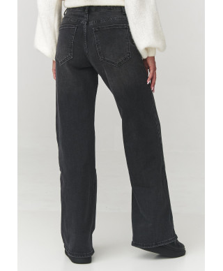 Jeansy damskie baggy su szerokimi nogawkami czarne C26