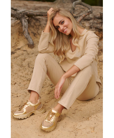 elegantiskas moteriskas rinkinys dresowy piaskowy M782