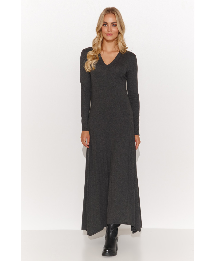 ilga suknele megzta is viskozes grafitowy melanzas M809