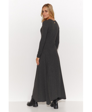 ilga suknele megzta is viskozes grafitowy melanzas M809