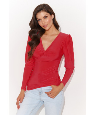 aptempta palaidine moteriska pustomis rankovemis raudona NU461