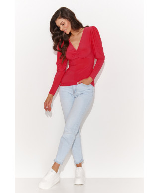 aptempta palaidine moteriska pustomis rankovemis raudona NU461