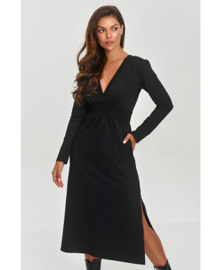 suknele su kopertowym iskirpte grafitowy melanzas M844