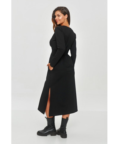 suknele su kopertowym iskirpte grafitowy melanzas M844