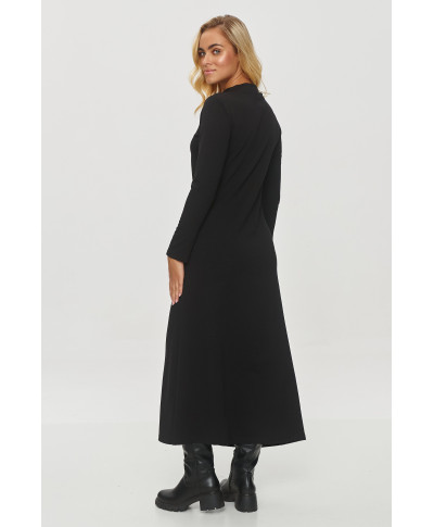 Drapowana suknele ze stójką grafitowy melanzas M847