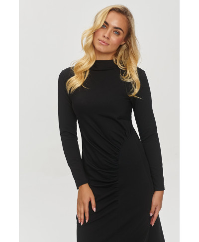 Drapowana suknele ze stójką grafitowy melanzas M847