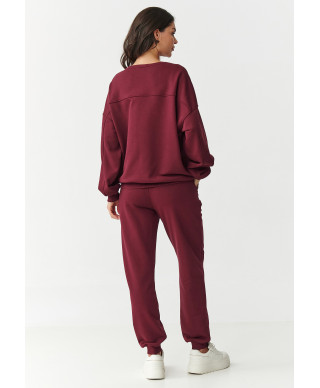 komplektas dresowy su haftowanym logotipu bordo M889