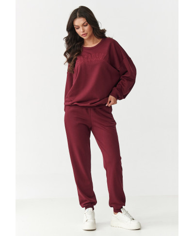 komplektas dresowy su haftowanym logotipu bordo M889