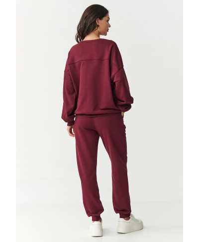 komplektas dresowy su haftowanym logotipu bordo M889