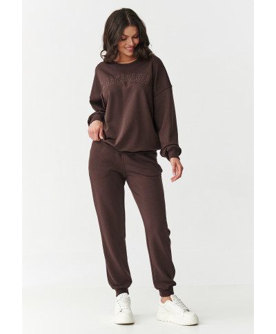 komplektas dresowy su haftowanym logotipu sokoladinis M889