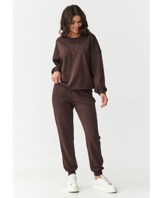 komplektas dresowy su haftowanym logotipu sokoladinis M889