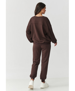 komplektas dresowy su haftowanym logotipu sokoladinis M889