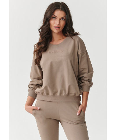 komplektas dresowy su lekko dopasowanymi spodniami ir luźną bluzą moka M891