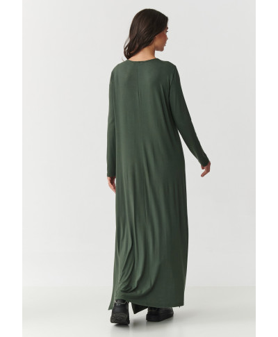 viskozine suknele maxi su rozcięciami chaki M895