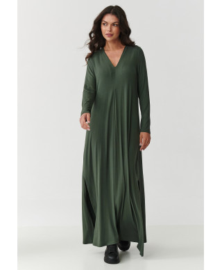 viskozine suknele maxi su rozcięciami chaki M895