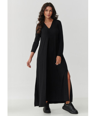 viskozine suknele maxi su rozcięciami juoda M895