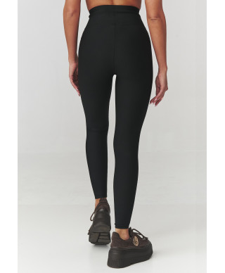 leginsai damskie prążkowane czarne C30