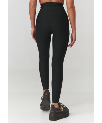 leginsai damskie prążkowane czarne C30