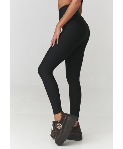 leginsai damskie prążkowane czarne C30