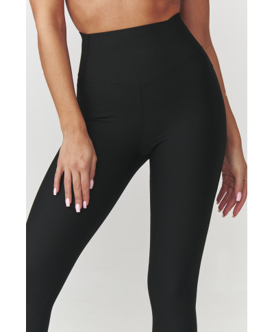 leginsai damskie prążkowane czarne C30