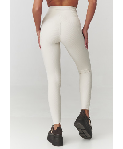 leginsai damskie prążkowane sviesus beż C30