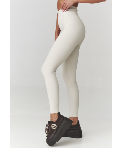 leginsai damskie prążkowane sviesus beż C30