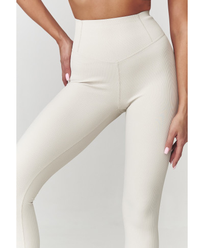 leginsai damskie prążkowane sviesus beż C30