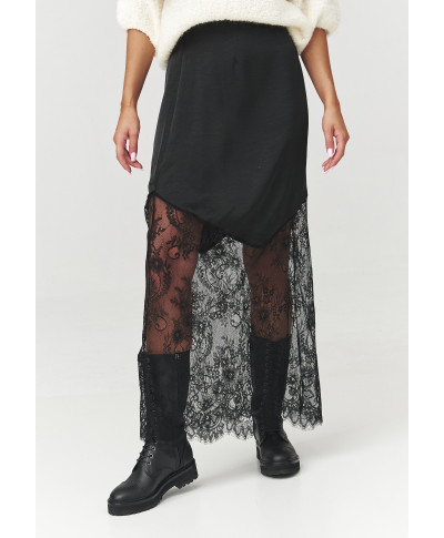 ilga sijonas su neriniais juoda C7