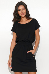 suknele su gumą per liemeni juoda NU442