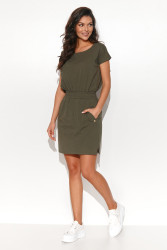 suknele su gumą per liemeni chaki NU442