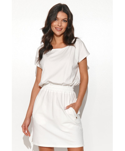 suknele su gumą per liemeni śmietankowa NU442