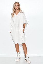 suknele dresowa oversize su aplikacją ant rękawie śmietankowa M708