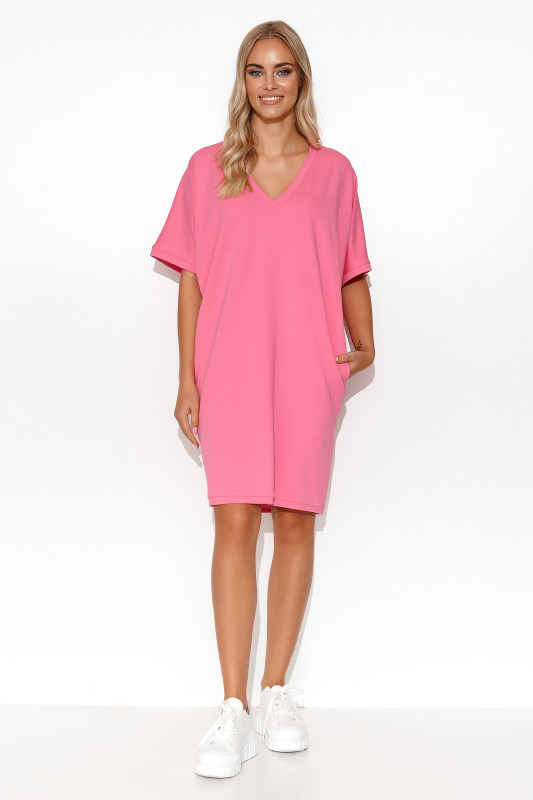 Dresowa suknele typu kimono sviesiai rozine M778