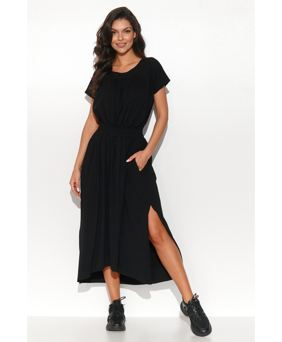 ilga dresowa suknele su guma juoda NU425