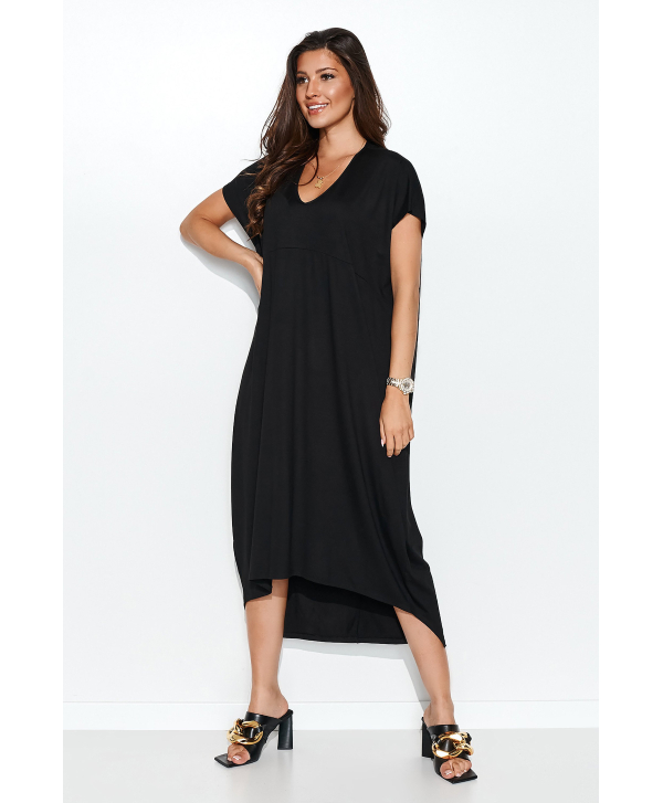Gara asimetriska oversize kleita melna NU387