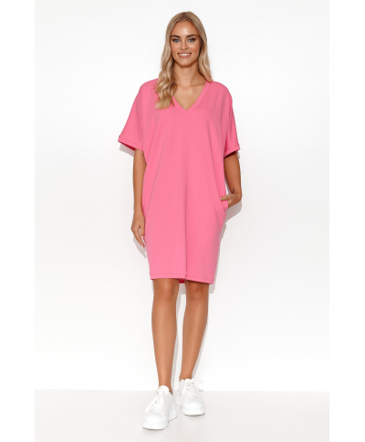 Megzta kimono tipo suknelė kūdikių rožinės spalvos M778