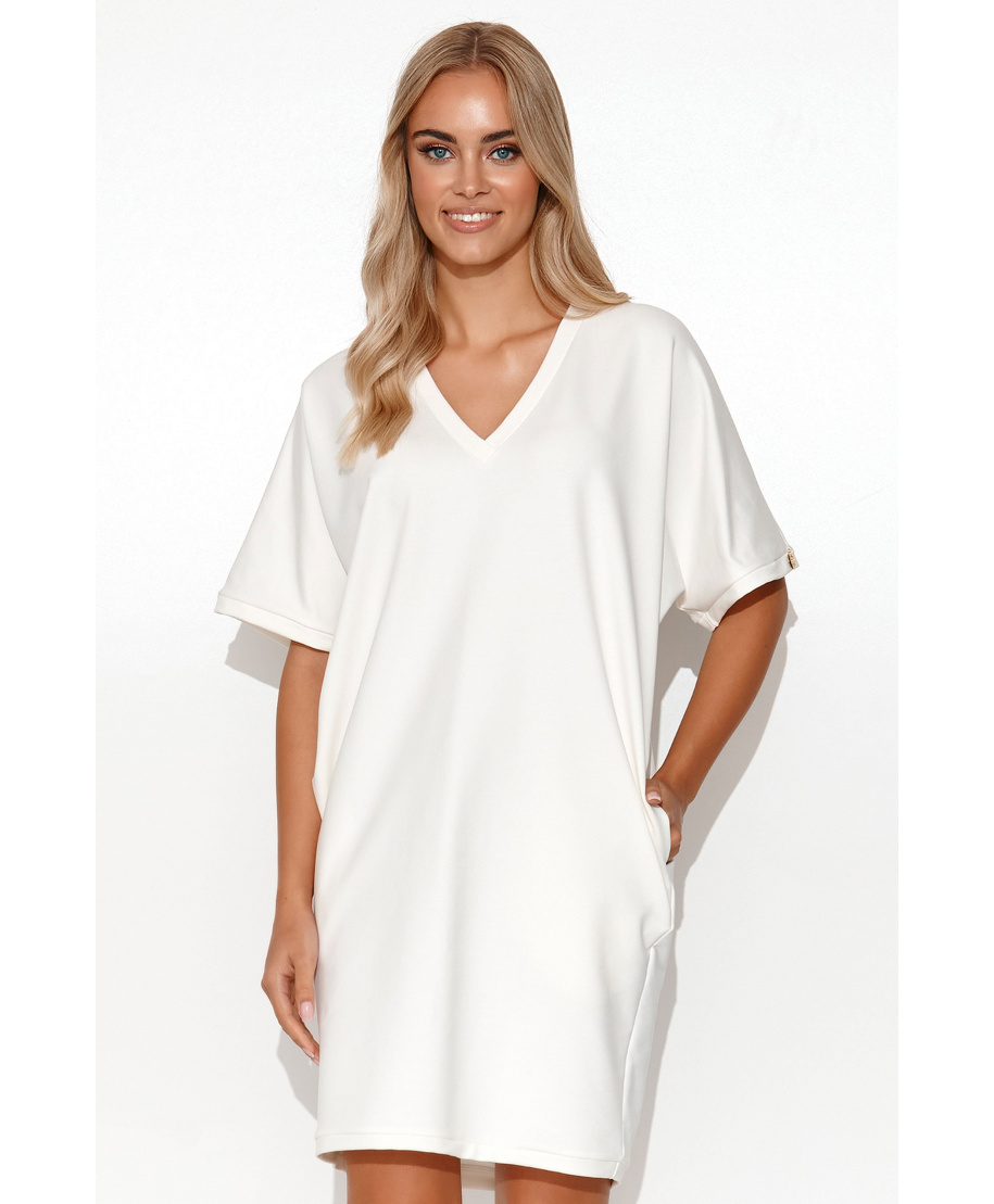 Džemperio tipo kimono suknelė kreminė M778
