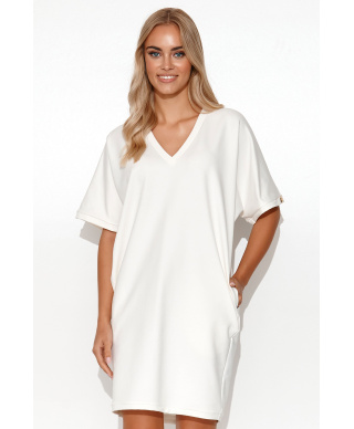 Džemperio tipo kimono suknelė kreminė M778