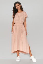 ilga dresowa suknele su guma pudrinis róż NU425