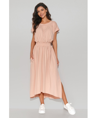 ilga dresowa suknele su guma pudrinis róż NU425