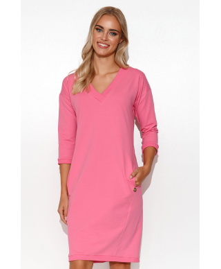 Prosta suknele dresowa su iskirpte  serek sviesiai rozine M779