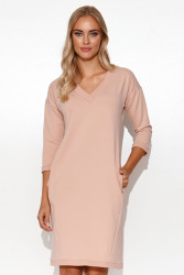 Prosta suknele dresowa su iskirpte  serek pudrinis róż M779