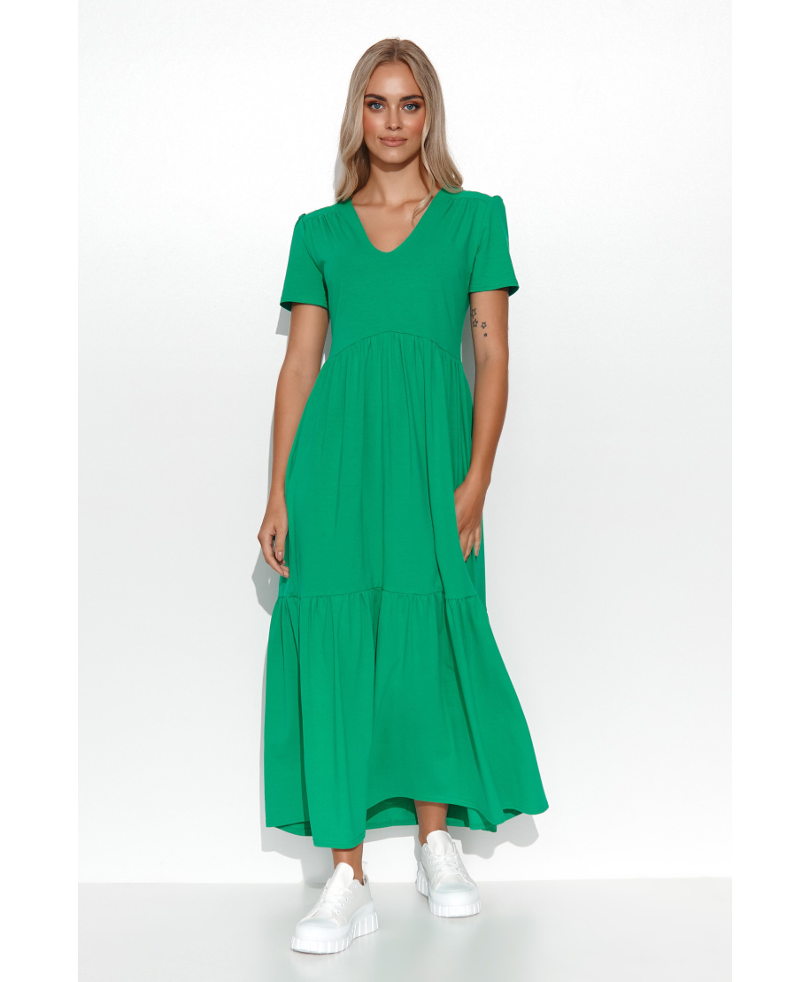 Kleita maxi ar V veida izgriezumu zaļa M549